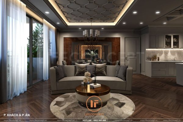 thiết kế phòng khách tân cổ điển Novaworld Phan Thiết