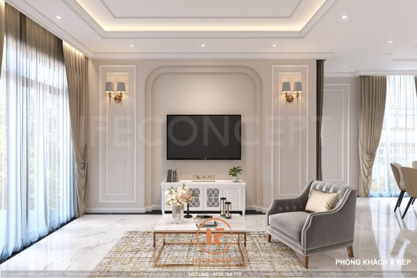 nội thất phòng khách tân cổ điển Novaworld Phan Thiết